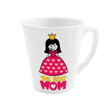 The Best Mom Queen, Κούπα κωνική Latte Λευκή, κεραμική, 300ml