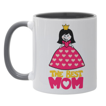 The Best Mom Queen, Κούπα χρωματιστή γκρι, κεραμική, 330ml