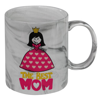 The Best Mom Queen, Mug ceramic marble style, 330ml