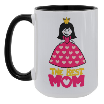 The Best Mom Queen, Κούπα Mega 15oz, κεραμική Μαύρη, 450ml