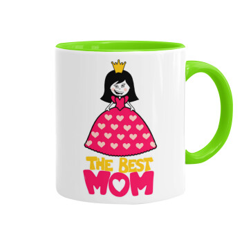 The Best Mom Queen, Κούπα χρωματιστή βεραμάν, κεραμική, 330ml