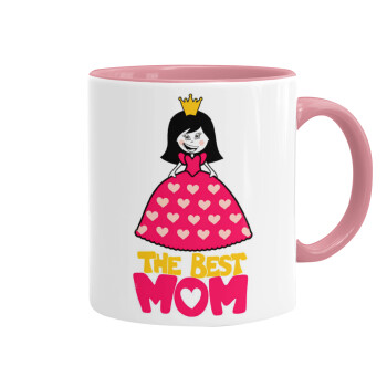 The Best Mom Queen, Κούπα χρωματιστή ροζ, κεραμική, 330ml