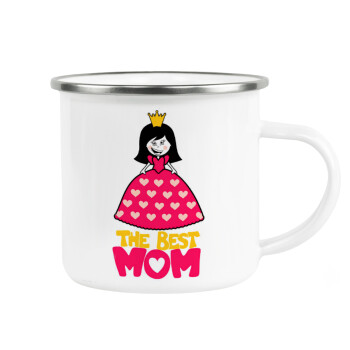 The Best Mom Queen, Metallic enamel cup white 360ml