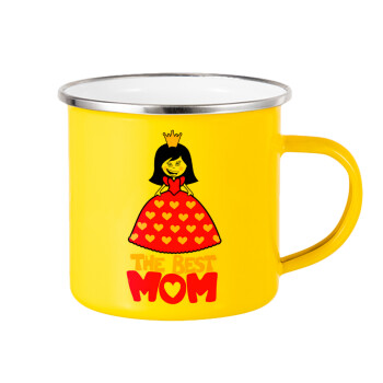 The Best Mom Queen, Yellow Enamel Metallic Cup 360ml