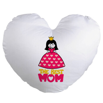 The Best Mom Queen, Μαξιλάρι καναπέ καρδιά 40x40cm περιέχεται το  γέμισμα