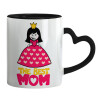 Mug heart black handle, ceramic, 330ml