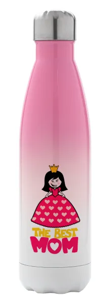 The Best Mom Queen — Μεταλλικό παγούρι θερμός Ροζ/Λευκό (Stainless steel), διπλού τοιχώματος, 500ml