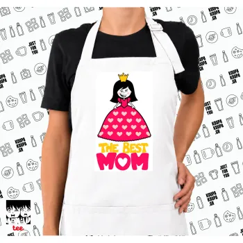 The Best Mom Queen, Ποδιά μακριά Σεφ ολόσωμη με τσέπες white (ΕΝΗΛΙΚΩΝ)