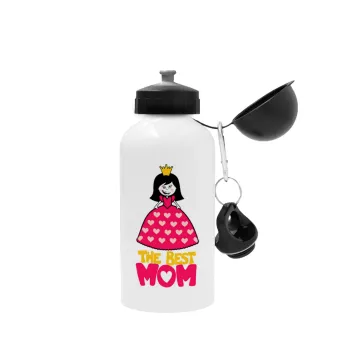 The Best Mom Queen, Metal water bottle, White, aluminum 500ml