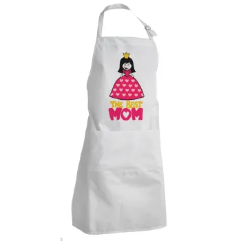 The Best Mom Queen, Adult Chef Apron (with sliders and 2 pockets)