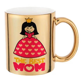 The Best Mom Queen, Κούπα κεραμική, χρυσή καθρέπτης, 330ml