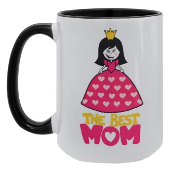 The Best Mom Queen, Κούπα Mega 15oz, κεραμική Μαύρη, 450ml