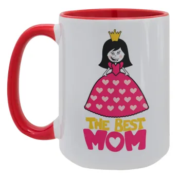 The Best Mom Queen, Κούπα Mega 15oz, κεραμική Κόκκινη, 450ml