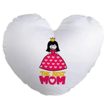 The Best Mom Queen, Μαξιλάρι καναπέ καρδιά 40x40cm περιέχεται το  γέμισμα