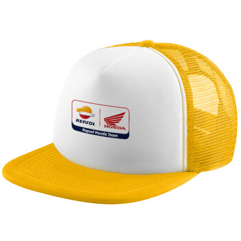 Honda Repsol Team, Καπέλο Ενηλίκων Soft Trucker με Δίχτυ Κίτρινο/White (POLYESTER, ΕΝΗΛΙΚΩΝ, UNISEX, ONE SIZE)