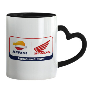 Honda Repsol Team, Mug heart black handle, ceramic, 330ml