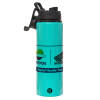 Metallic water bottle with safety lid, 850ml aluminum
