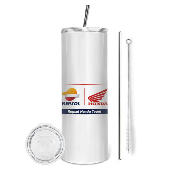 Honda Repsol Team, Eco friendly stainless steel tumbler 600ml, with metal straw & cleaning brush