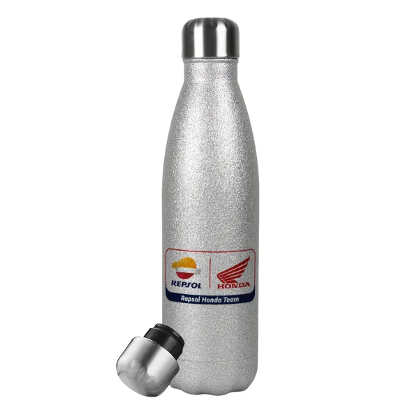 Honda Repsol Team — Metallic Glitter Silver Thermos Flask (Stainless steel), double-walled, 500ml