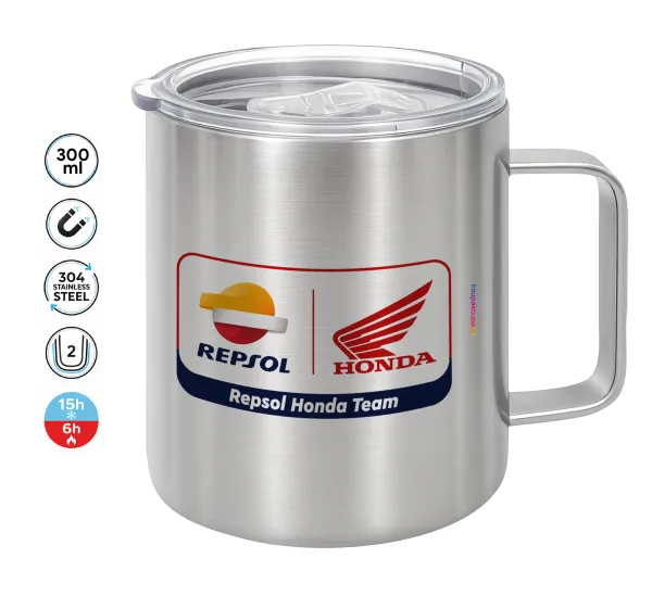 Honda Repsol Team — Double-walled stainless steel mug 300ml with temperature-retaining lid