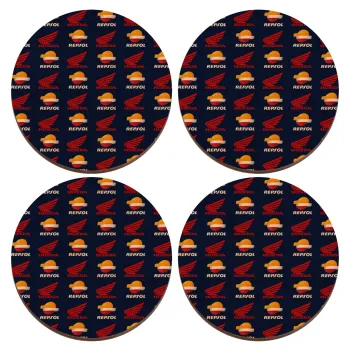 Honda Repsol Team, ΣΕΤ x4 Σουβέρ ξύλινα στρογγυλά plywood (9cm)