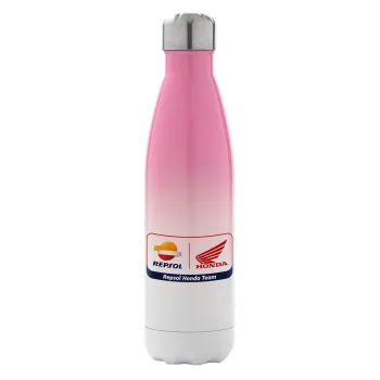 Honda Repsol Team, Μεταλλικό παγούρι θερμός Ροζ/Λευκό (Stainless steel), διπλού τοιχώματος, 500ml