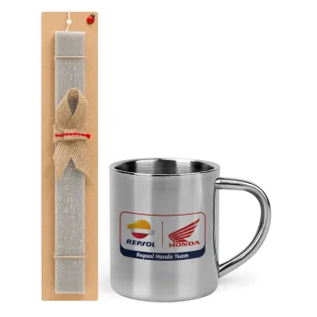 Honda Repsol Team, Easter Set, metallic thermal cup (300ml) & Easter aromatic flat candle (30cm) (GRAY)
