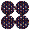 SET of 4 round wooden coasters (9cm)