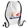 Backpack pouch GYMBAG white, with pocket (40x48cm) & thick cords