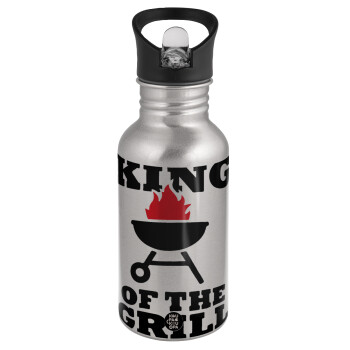 KING of the Grill, Water bottle Silver with straw, stainless steel 500ml