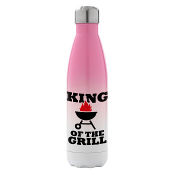 KING of the Grill, Μεταλλικό παγούρι θερμός Ροζ/Λευκό (Stainless steel), διπλού τοιχώματος, 500ml
