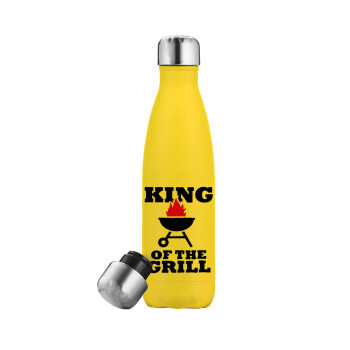 KING of the Grill, Μεταλλικό παγούρι θερμός Κίτρινος (Stainless steel), διπλού τοιχώματος, 500ml