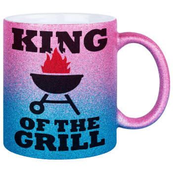 KING of the Grill, Κούπα Χρυσή/Μπλε Glitter, κεραμική, 330ml