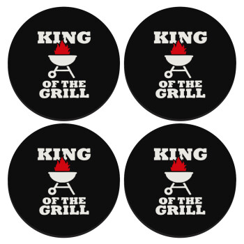 KING of the Grill, SET of 4 round wooden coasters (9cm)