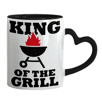 KING of the Grill, Κούπα καρδιά χερούλι μαύρη, κεραμική, 330ml