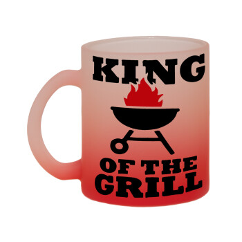 KING of the Grill, Κούπα γυάλινη δίχρωμη με βάση το κόκκινο ματ, 330ml