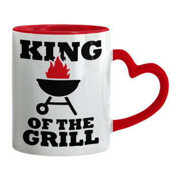 KING of the Grill, Mug heart red handle, ceramic, 330ml
