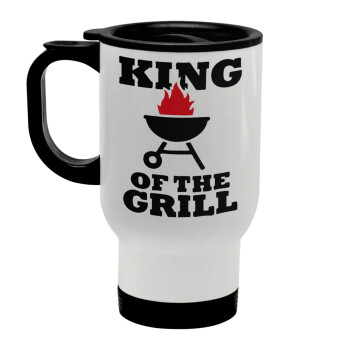 KING of the Grill, Stainless steel travel mug with lid, double wall white 450ml