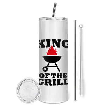 KING of the Grill, Eco friendly stainless steel tumbler 600ml, with metal straw & cleaning brush