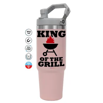 KING of the Grill, Pink color, 890ml (30oz) stainless Steel Tumbler with Handle