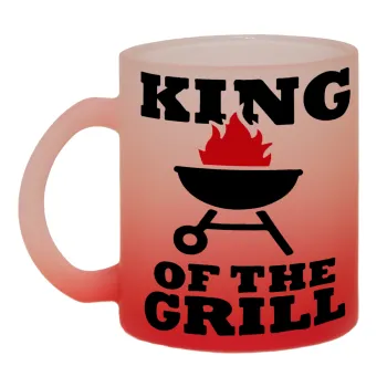 KING of the Grill, Κούπα γυάλινη δίχρωμη με βάση το κόκκινο ματ, 330ml
