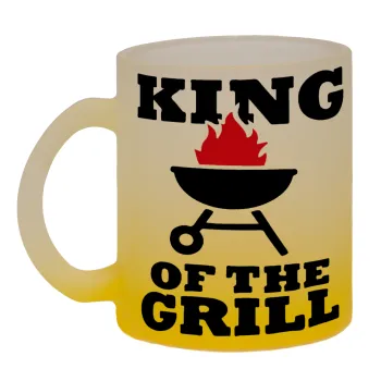KING of the Grill, Κούπα γυάλινη δίχρωμη με βάση το κίτρινο ματ, 330ml