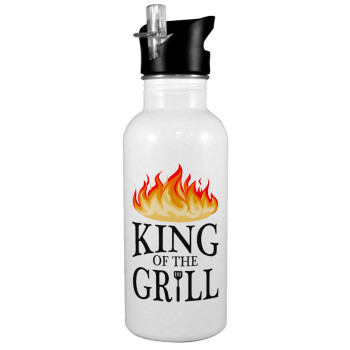 KING of the Grill GOT edition, White water bottle with straw, stainless steel 600ml