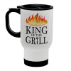 KING of the Grill GOT edition, Κούπα ταξιδιού ανοξείδωτη με καπάκι, διπλού τοιχώματος (θερμό) λευκή 450ml