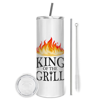 KING of the Grill GOT edition, Eco friendly ποτήρι θερμό (tumbler) από ανοξείδωτο ατσάλι 600ml, με μεταλλικό καλαμάκι & βούρτσα καθαρισμού