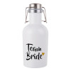 Team Bride, Μεταλλικό παγούρι Λευκό (Stainless steel) με καπάκι ασφαλείας 1L