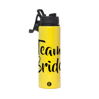 Team Bride, Metallic water bottle with safety lid, 850ml aluminum