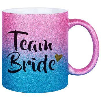Team Bride, Κούπα Χρυσή/Μπλε Glitter, κεραμική, 330ml