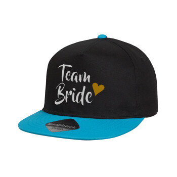 Team Bride, Καπέλο παιδικό snapback, 100% Βαμβακερό, Μαύρο/Μπλε