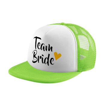 Team Bride, Καπέλο Ενηλίκων Soft Trucker με Δίχτυ ΠΡΑΣΙΝΟ/ΛΕΥΚΟ (POLYESTER, ΕΝΗΛΙΚΩΝ, ONE SIZE)